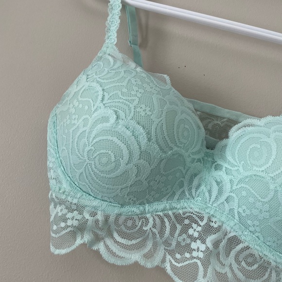 NWOT PINK Victoria’s Secret Floral Lace Bralette, Mint Green - Picture 4 of 8